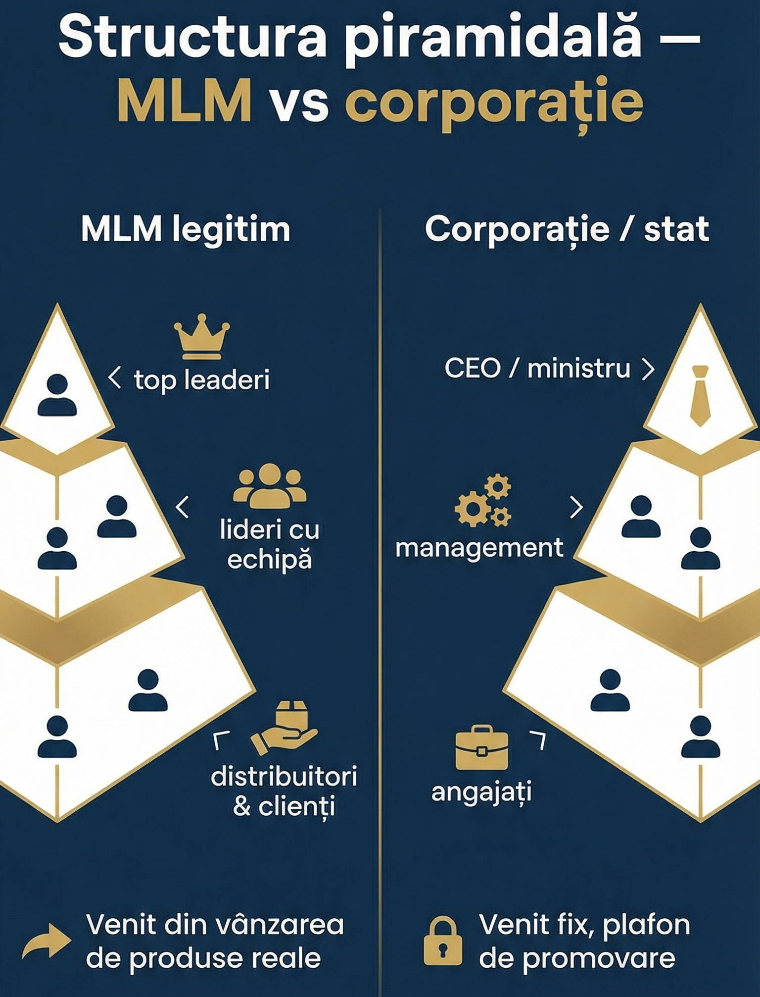 Structura Piramidala: MLM vs Corporatie